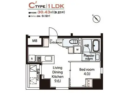 WEAVE BASE -ASUKAYAMA PARK 飛鳥山公園(1LDK/3階)の間取り写真