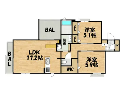 シャーメゾン ラト ファミリア(2LDK/3階)の間取り写真