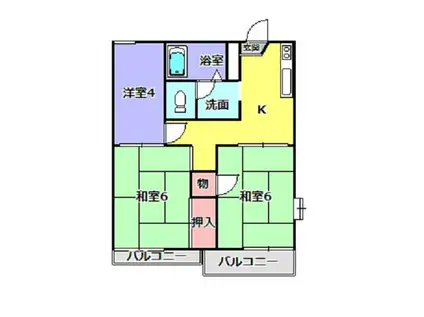 パークサイドタウンE(3K/1階)の間取り写真