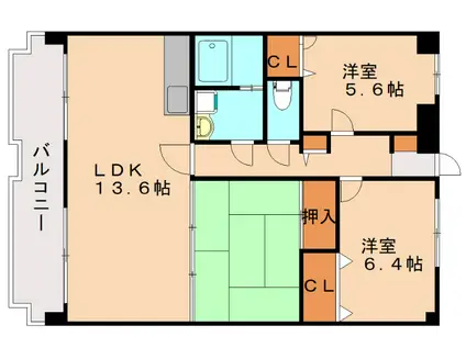 マリエール今宿(3LDK/4階)の間取り写真