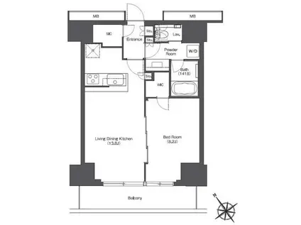 東京ポートシティ竹芝 レジデンスタワー(1LDK/11階)の間取り写真