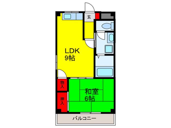 ルミエールハイツ守口(1LDK/2階)の間取り写真