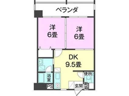 丸金与那原(2DK/3階)の間取り写真