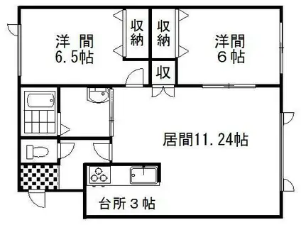 ブランシェII(2LDK/1階)の間取り写真