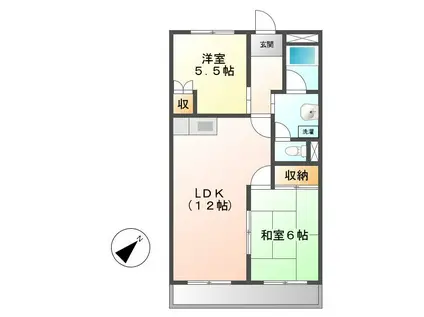 サンステージ滝ノ水(2LDK/1階)の間取り写真