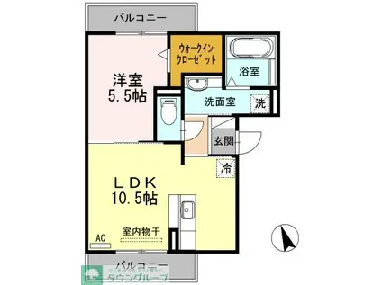 ジーニアス(1LDK/1階)の間取り写真