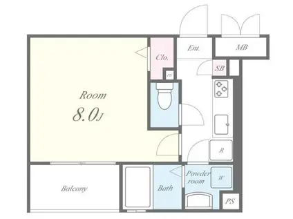 アーバンエムズ(1K/2階)の間取り写真