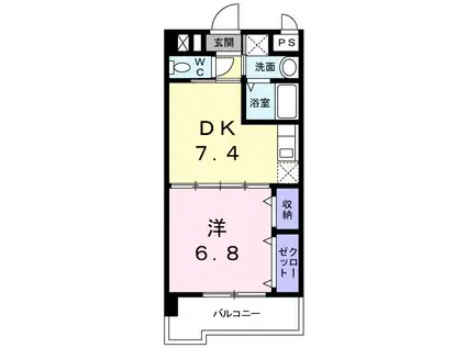 グレイスガーデン岬の山(1DK/5階)の間取り写真