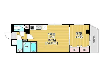 コンフォルテ本千葉(1LDK/4階)の間取り写真