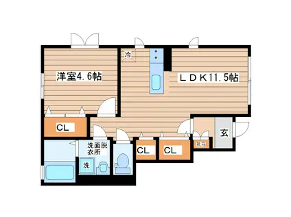 コルサコート(1LDK/1階)の間取り写真