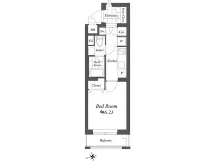 グランデュオ世田谷XI(1K/4階)の間取り写真