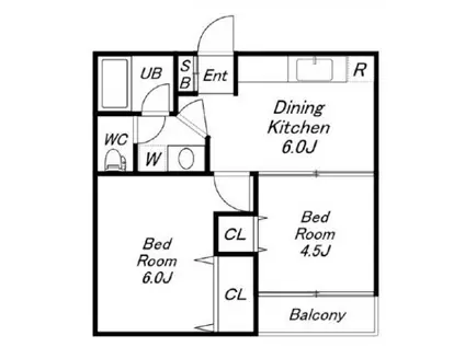 エクセルピア大森町(2DK/2階)の間取り写真