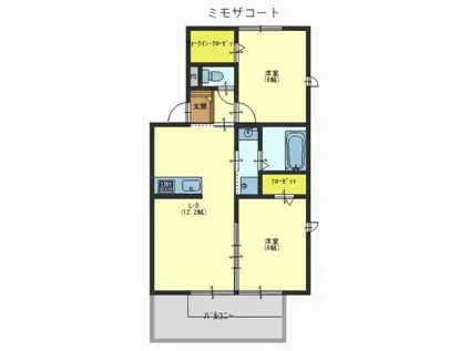 ミモザ・コート(2LDK/2階)の間取り写真