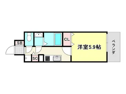 ジオエント福島野田レジデンス(1K/3階)の間取り写真