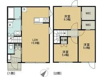 レトアデュエット平和通(3LDK/1階)の間取り写真