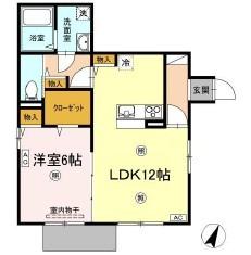 ジーヴォ浜町(1LDK/1階)の間取り写真