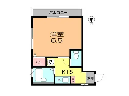 ビーンズ新中野(1K/2階)の間取り写真