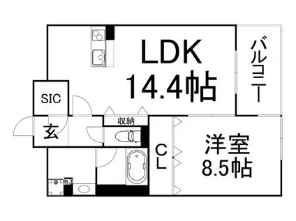 グレンパーク梅田北(1LDK/12階)の間取り写真
