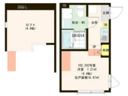 スカイパークテラス(1K/1階)の間取り写真