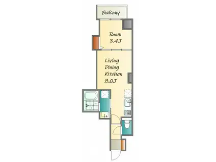 月光住吉町(1LDK/4階)の間取り写真