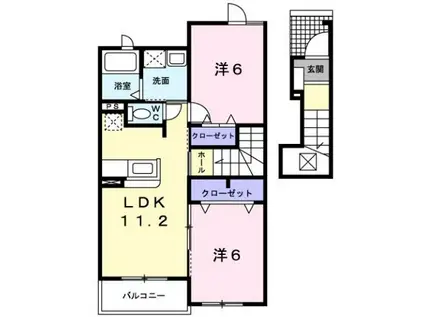 ベルマルシェB(2LDK/2階)の間取り写真