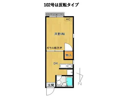 PKヒルズ(1DK/1階)の間取り写真