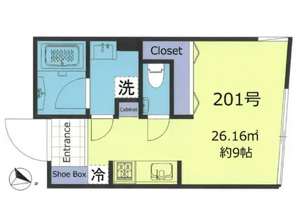 ヴェール白金台(ワンルーム/1階)の間取り写真