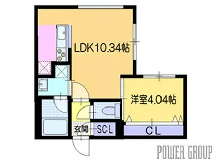 ラ・シュエット栄通A(1LDK/3階)の間取り写真