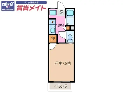 ベルカーサ(1K/2階)の間取り写真