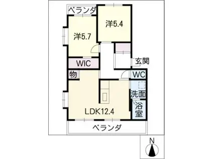 アレイ南原(2LDK/2階)の間取り写真
