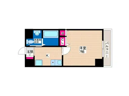 ラ・フォーレ喜連瓜破(1K/2階)の間取り写真