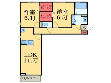 ロイヤルガーデン11(2LDK/2階)の間取り写真