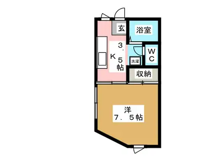 ノーウェアルーム(1K/1階)の間取り写真