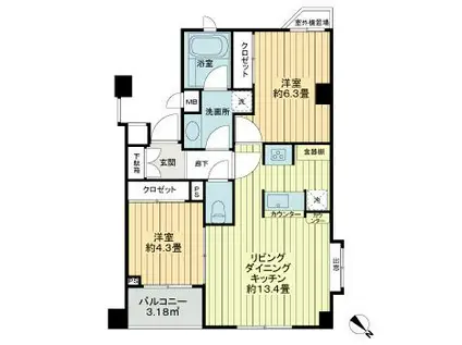 ミオカステーロ上池袋2(2LDK/2階)の間取り写真