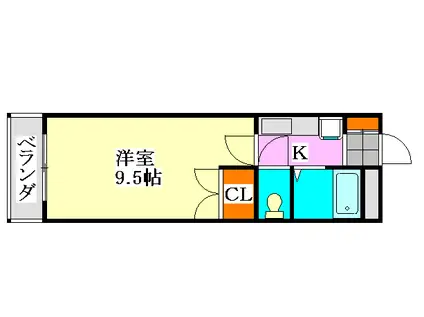 ケンタハウス(1K/3階)の間取り写真