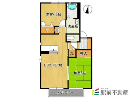 アーバンハイツ三日月B(2LDK/1階)の間取り写真