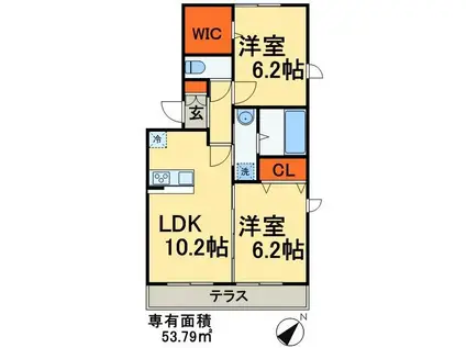 シャインハイツⅢ(2LDK/3階)の間取り写真