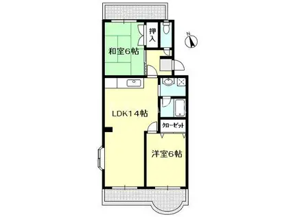 ニューエイト本郷第2(2LDK/2階)の間取り写真