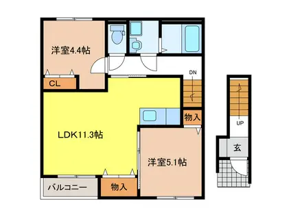 チェリーハウスII(2LDK/2階)の間取り写真