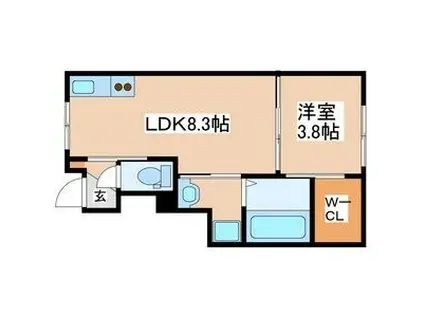 KUKUNA西蒲田 A棟(1LDK/1階)の間取り写真