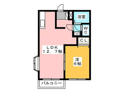エルディムムトウ A(1LDK/2階)の間取り写真