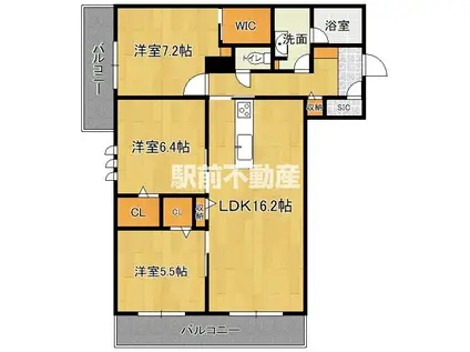 エーデルワイス(3LDK/3階)の間取り写真