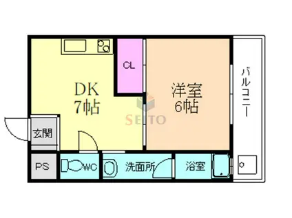 ローズハイツ東本(1DK/5階)の間取り写真