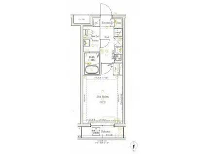 ヴォーガコルテ旗の台(1K/2階)の間取り写真