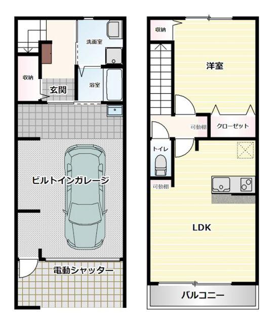 ベース ガレージ(1LDK/1階)の間取り写真