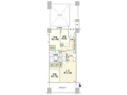 大森プロストシティレジデンス(3LDK/14階)の間取り写真