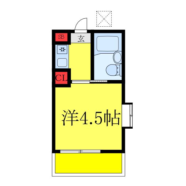 フラット根津2(1K/1階)の間取り写真