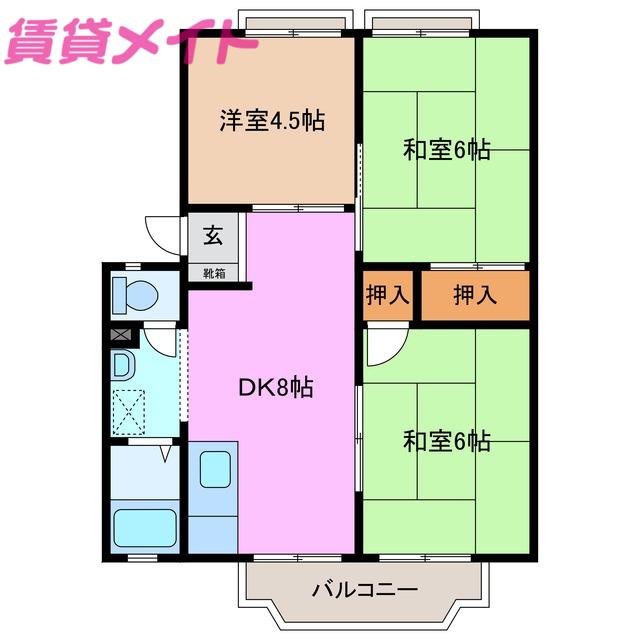 サンヴィレッジ小杉A棟(3DK/1階)の間取り写真
