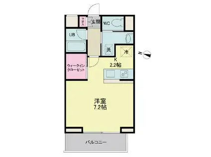 グラヴィエ(1K/2階)の間取り写真