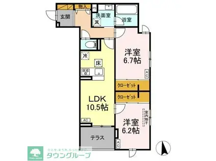 ラ・ペッシュ(2LDK/1階)の間取り写真